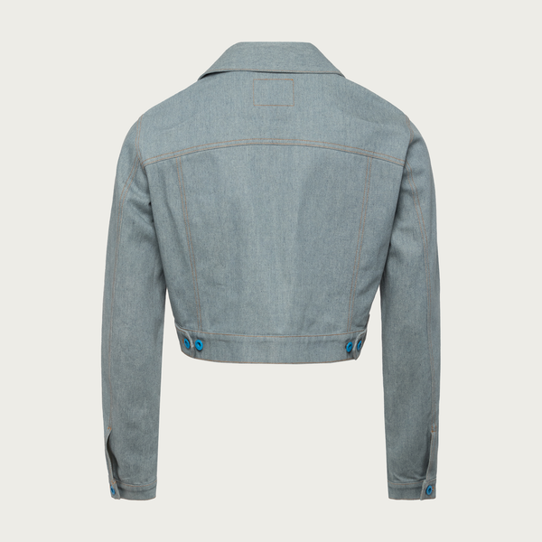 Cropped Recycled Blue Denim Trucker Jacket