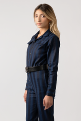 Adriana Striped Dark Blue Jumpsuit