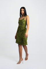 Aliana Silk Leopard Imprint Slip Dress