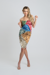 Amalia Patch Work Satin Dress