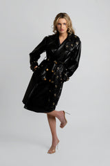 Trinity Quilted Vegan Leather Trench Coat