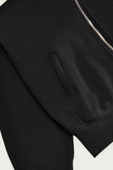 Cotton Black Asymmetrical Zip Hooded Sweatshirt