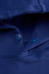 Label-Stitch Blue Hooded Cotton Sweatshirt