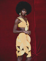 Umi sculptural stretch peau de soie dress