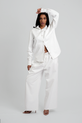 Celeste Vegan Quilted Leather Button-Up