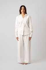 Celeste Vegan Quilted Leather Button-Up