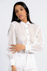 Florence White Eyelet Two-Piece Pants Set