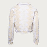 Scaled White Patchwork Denim Jacket