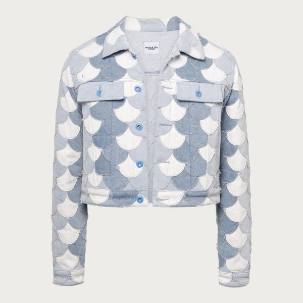 Scaled Blue Patchwork Denim Jacket