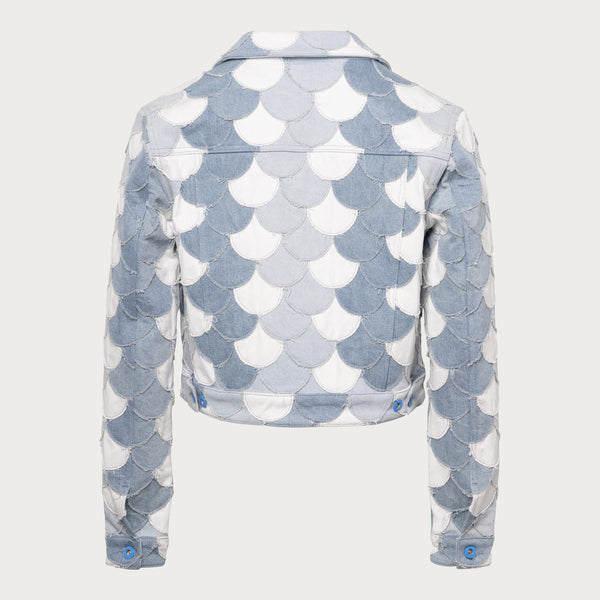 Scaled Blue Patchwork Denim Jacket