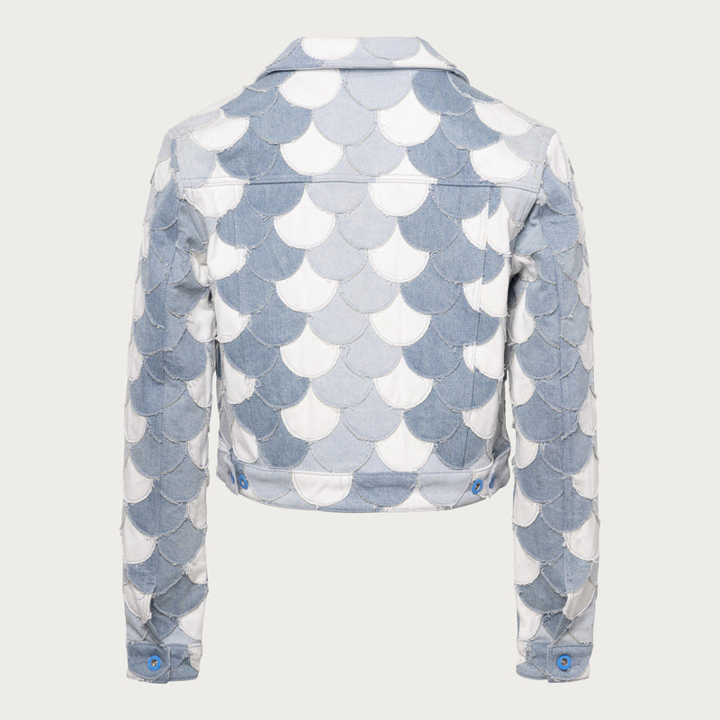 Scaled Blue Patchwork Denim Jacket