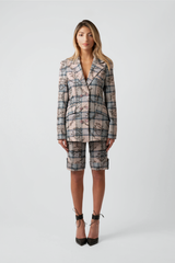 Kara Plaid Print Wool Blazer