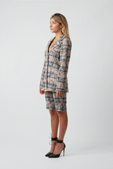 Kara Plaid Print Wool Blazer