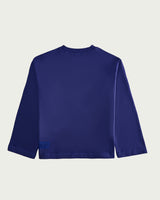 Cotton Blue Initialed No-Rib Sweatshirt