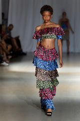 Ana Ruffled Cheetah Print Two-Piece Skirt Set