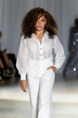 Florence White Eyelet Two-Piece Pants Set