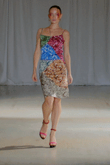 Amalia Patch Work Satin Dress