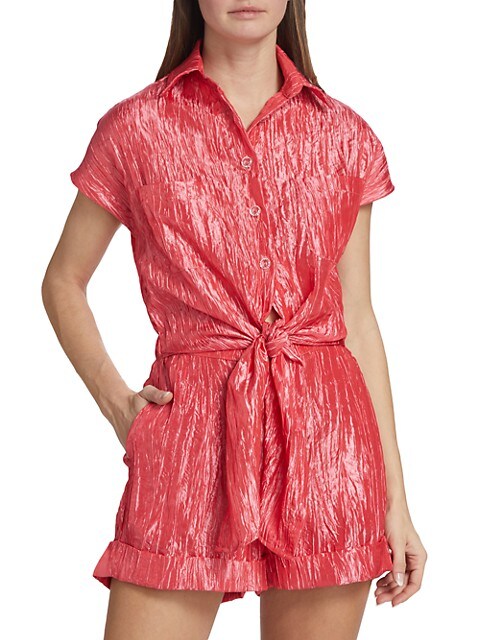 Tie Front Playsuit | Coral