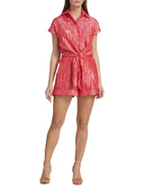 Tie Front Playsuit | Coral