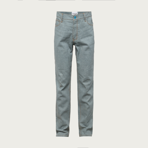 Recycled Blue Cotton Straight Denim Pants