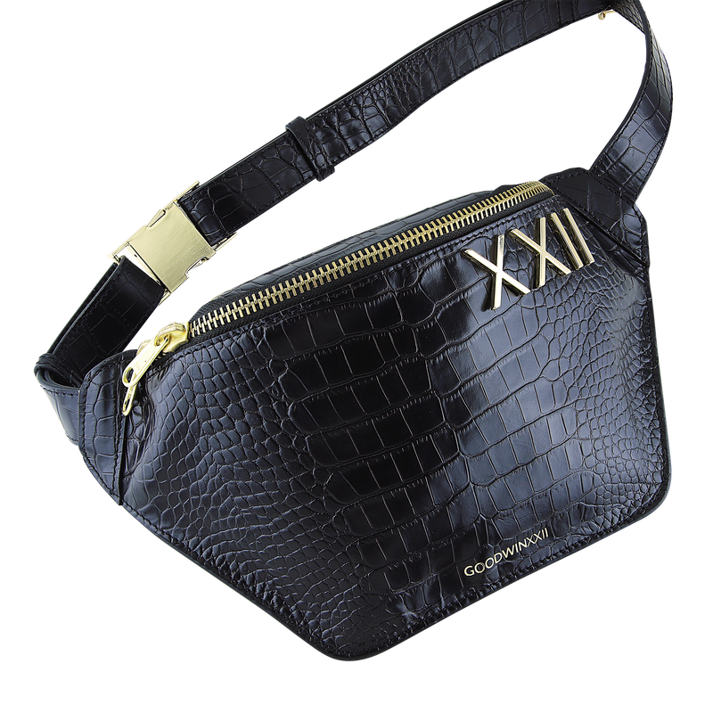 Gold leather fanny pack sales