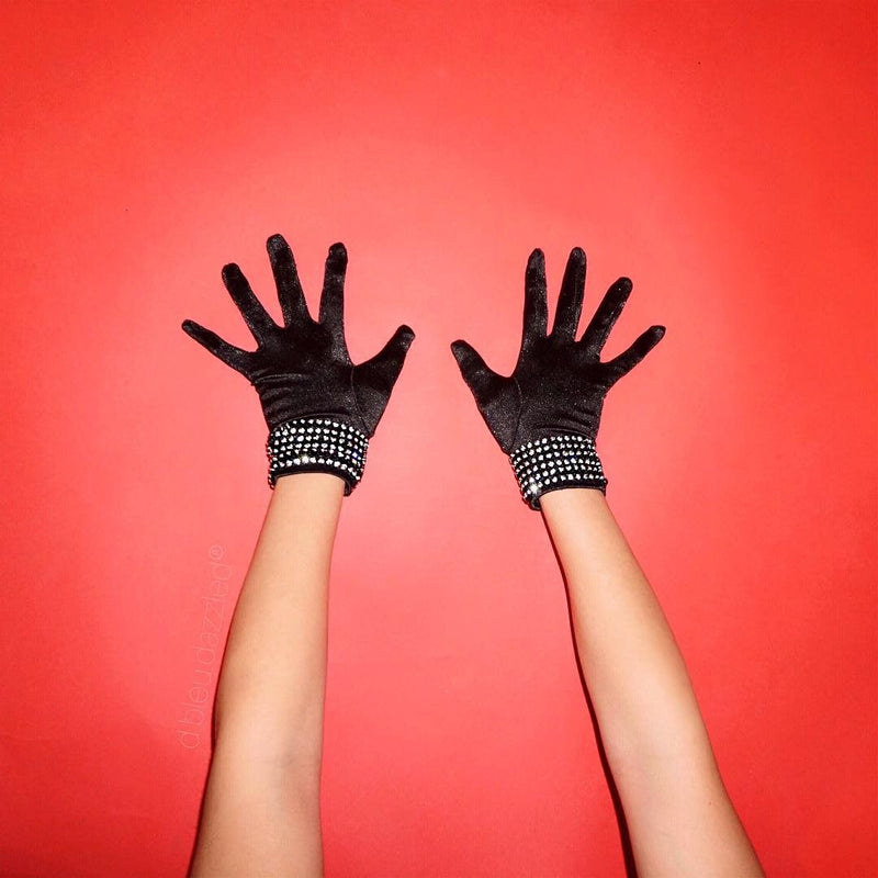 "Celestial" Wrist Length Gloves With Jeweled Bangle