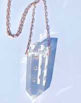 Power Crystal 3 Point White Diamond Necklace