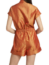 Tie Front Playsuit | Fire Orange