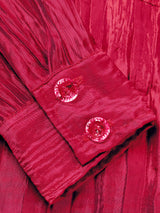 Fuchsia Crinkled Satin Tie-Front Jumpsuit