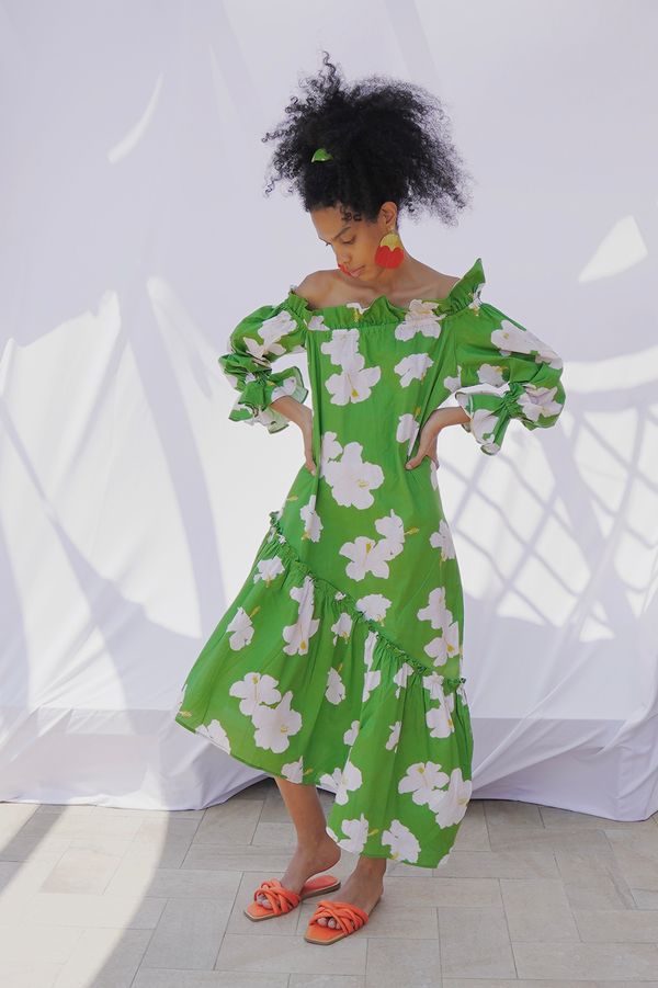 Daydreaming Dress - Green Hibiscus
