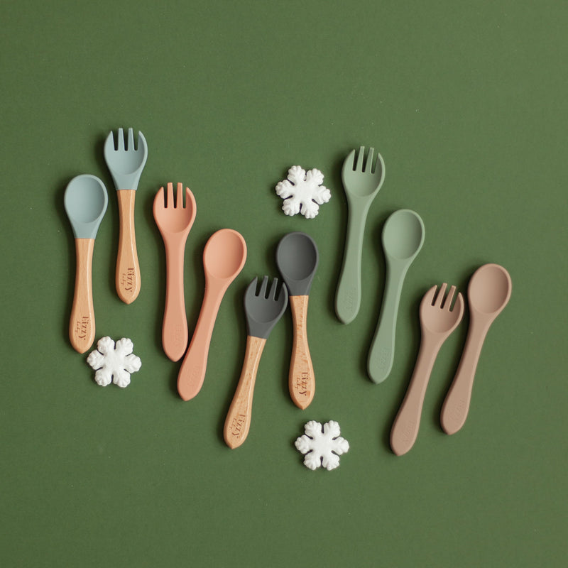 Bamboo Spoon and Fork Set (Dark Grey)
