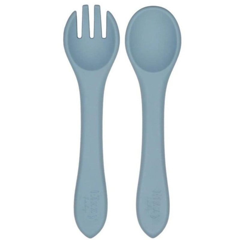 Silicone Spoon and Fork Set (Muted Blue)