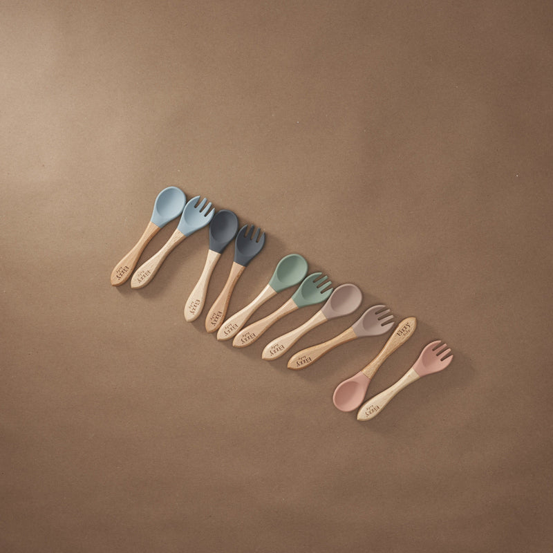 Bamboo Spoon and Fork Set (Muted Pink)