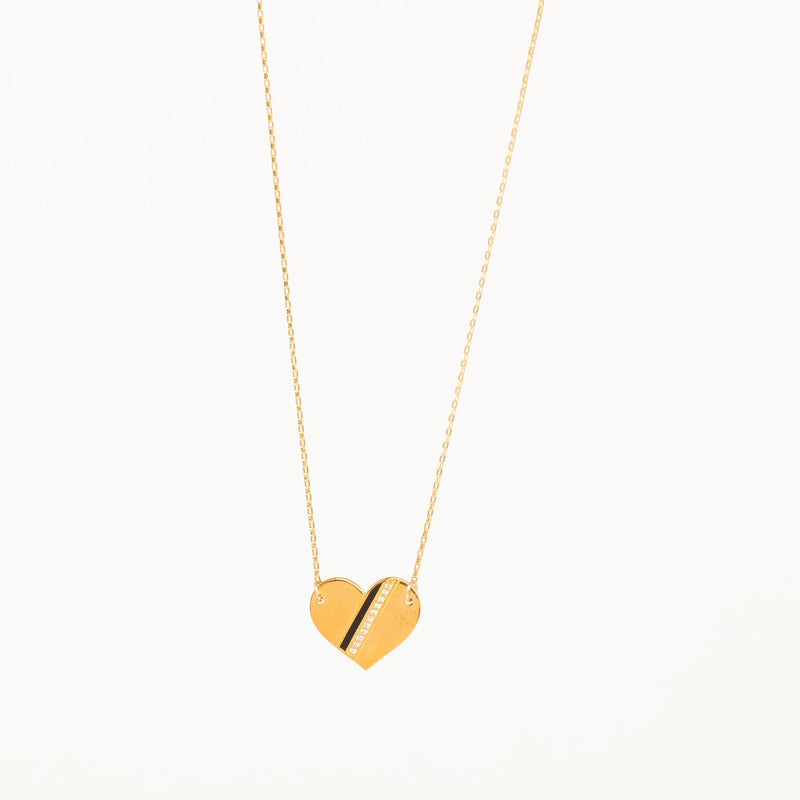 Golden Heart Stripe Necklace