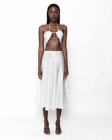 DAHLIA SILK HALTER TOP (WHITE/ POLKA DOT)