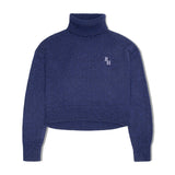 Athos Cropped Turtleneck Sweater in Midnight Navy
