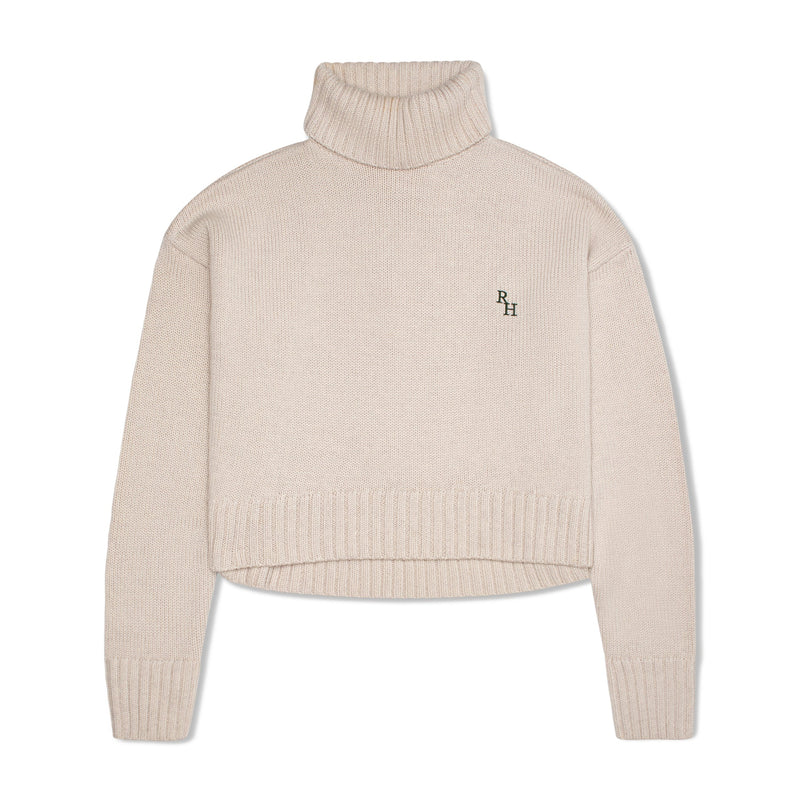 Athos Cropped Turtleneck Sweater in Oatmeal