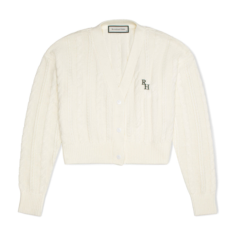 Wes Cable Knit Cardigan in Ivory
