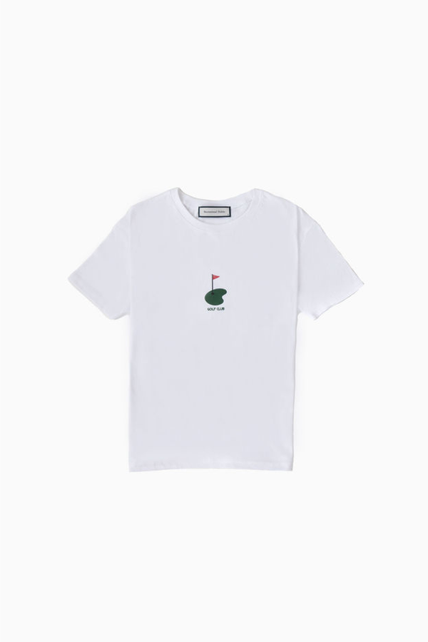 Flyer Cropped Tee with Flag in White