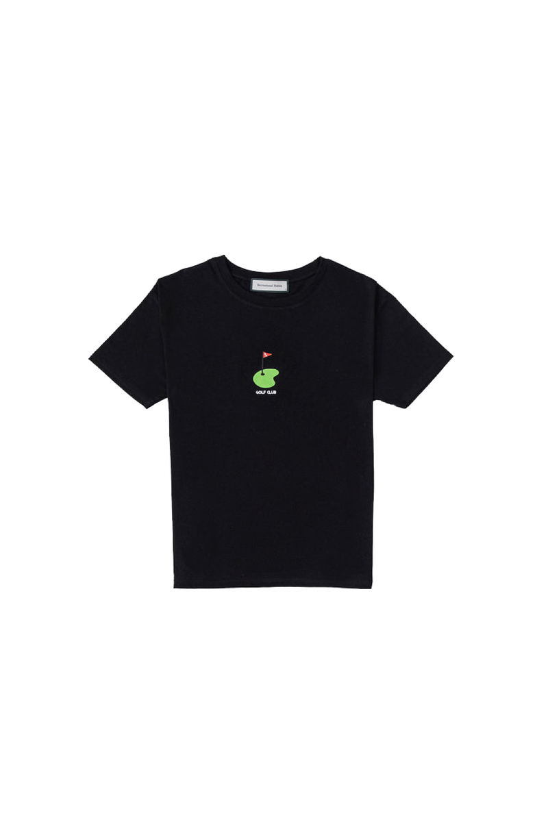 Flyer Cropped Tee with Flag in Black