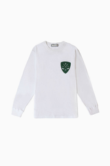 Fairway Long Sleeve Tee with Shield in White