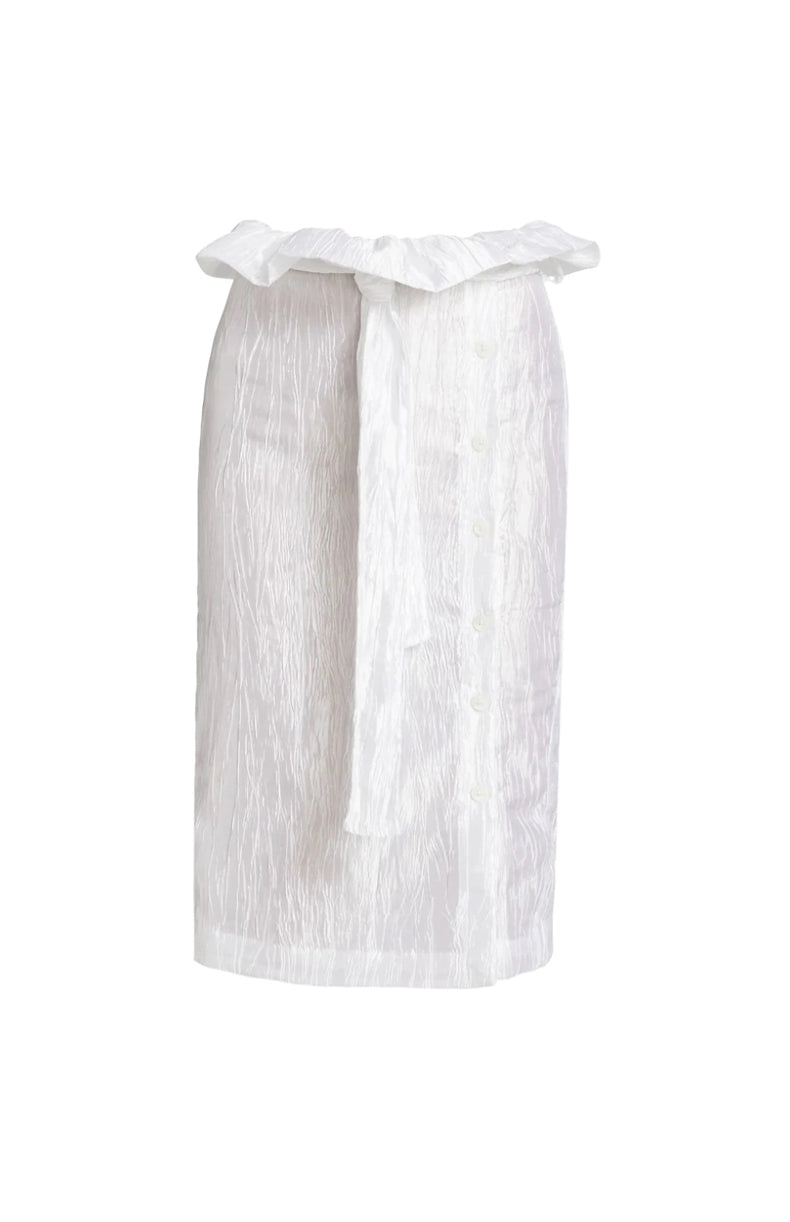 Crinkled Taffeta Skirt | White