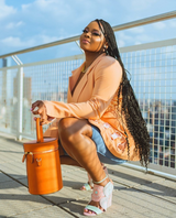 Cylinder Bucket Leather Bag in Mandarin Orange