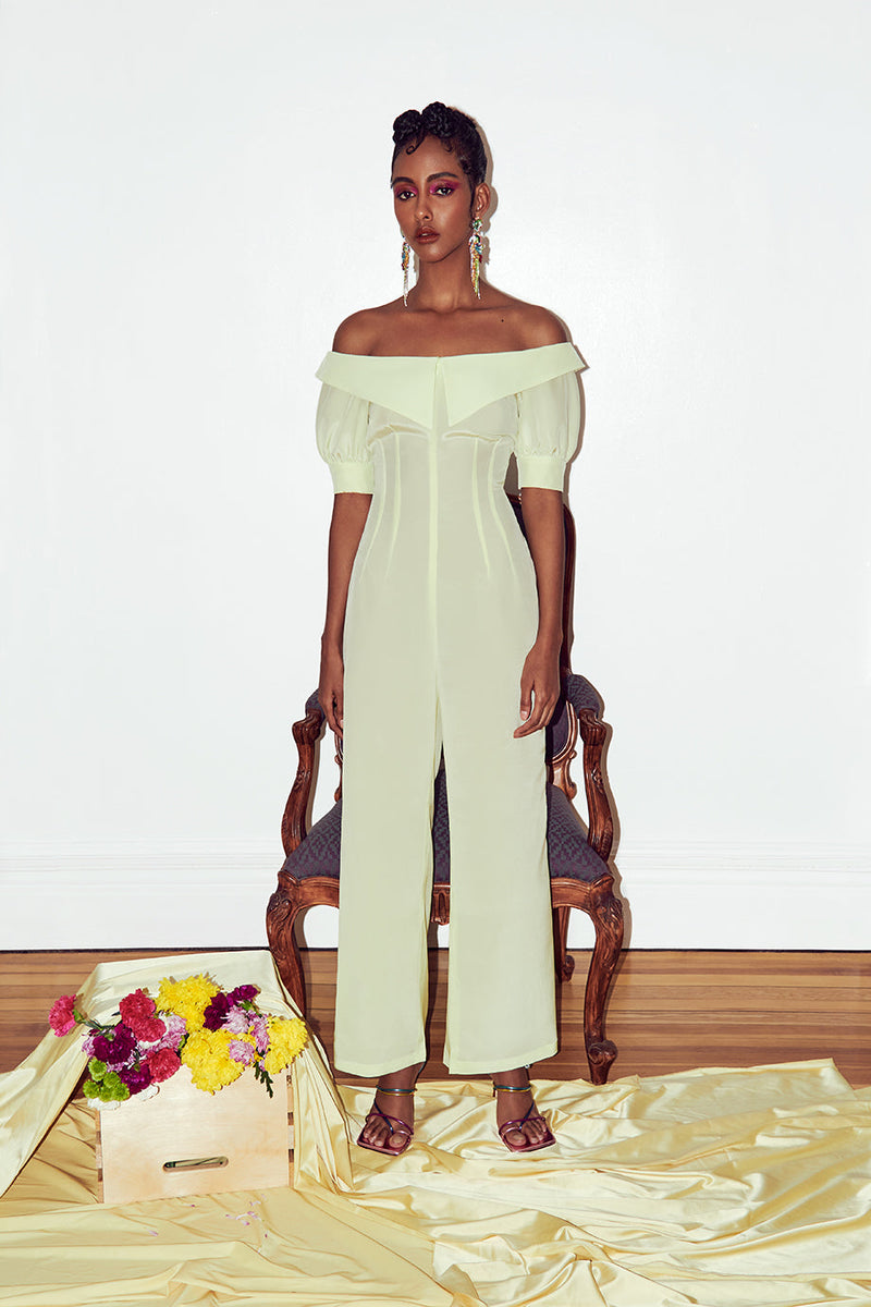 Silk Off The Shoulder Jumpsuit