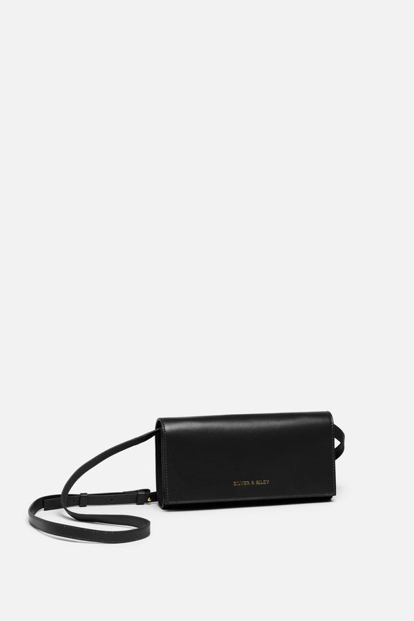 Durban Convertible Crossbody and Clutch Leather Bag in Black