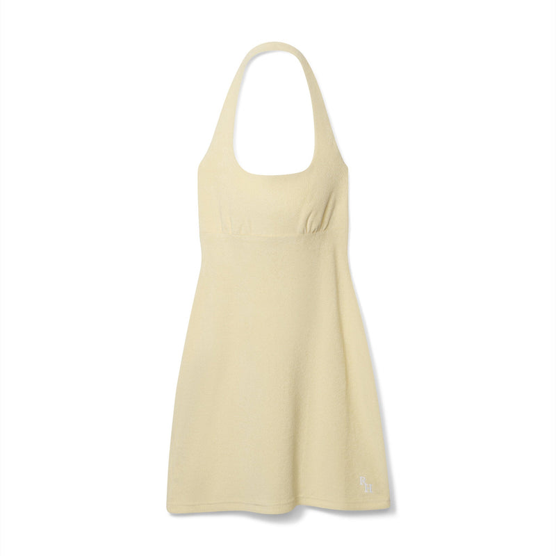 Rally Terry Halter Dress in Canary