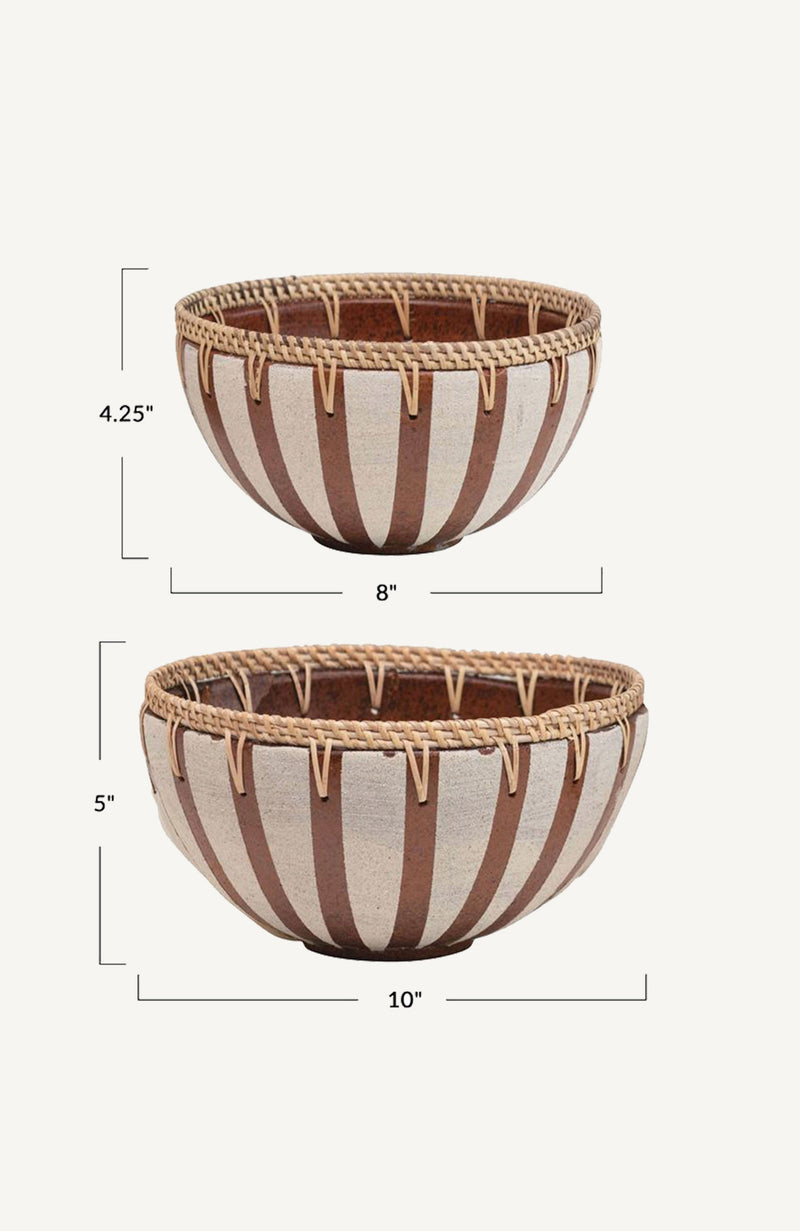 Rust and Rattan Textured Bowl