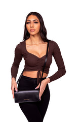 Durban Convertible Crossbody and Clutch Leather Bag in Black