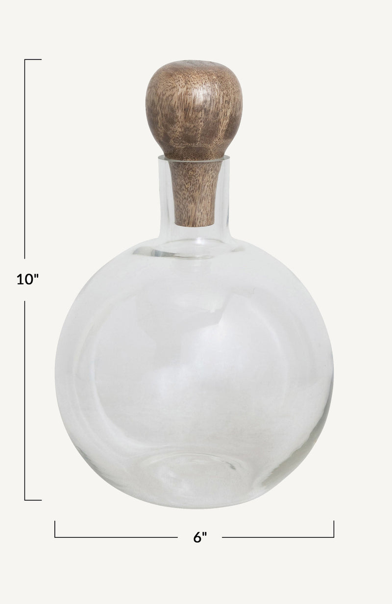 Glass and Wood Decanter