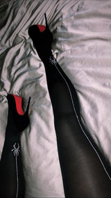 “Spooky Season" Crystal Spider Backseam Tights